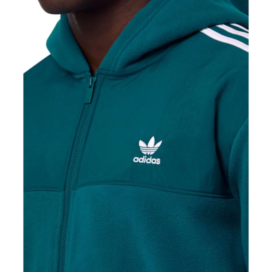 Mens 3 Stripes Full Zip Polar Fleece Hoodie-adidas Originals Best