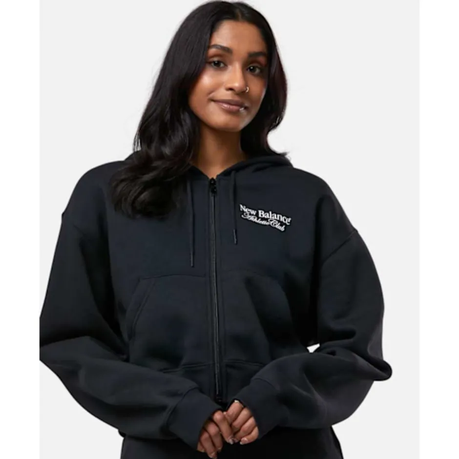 Womens Linear Heritage Full Zip Hoodie-New Balance New